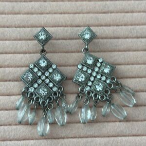 Vintage Silver Geometric Fringe Earrings